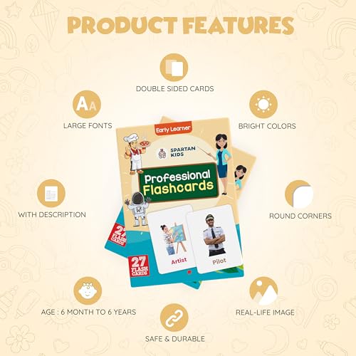 Image of SPARTAN KIDS ProfessionalCreative Thinking Flash Cards for Kids | 27 Early Learning Flash Cards Easy & Fun Way of Learning 1 Year to 6 Years Babies