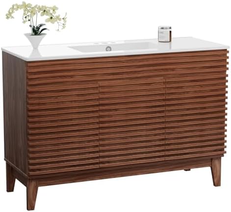 Amazon.com: Modway Appia 48" Bathroom Walnut with Wood Veneer, Arched ...