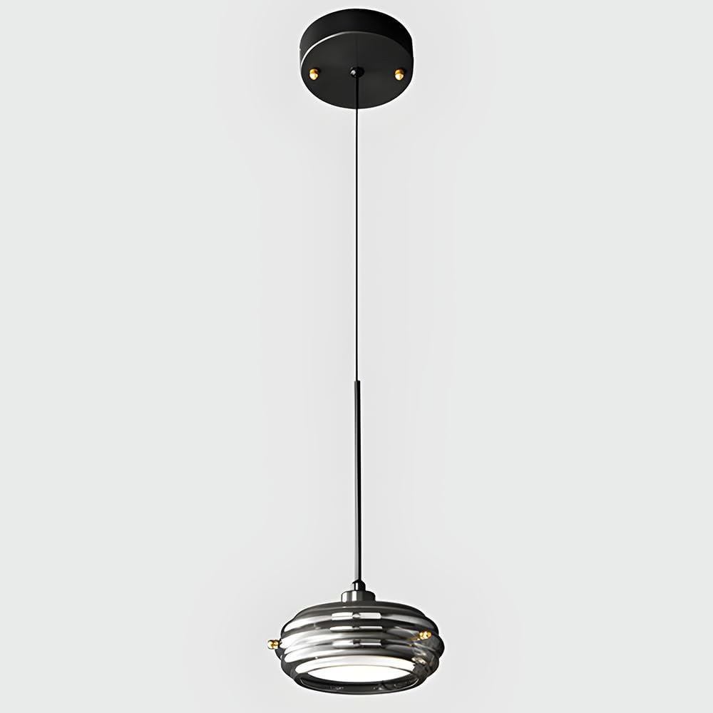 KXEcoLife Modern Pendant Light Smoky Gray Glass Chandelier Lighting Fixtures Black Adjustable Kitchen Island Hanging Nordic Multi Lights Lamp