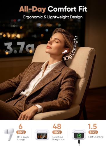 Image of Wireless Earbuds, Smart Touchscreen Ear Buds, ANC Headphones, 48H Playtime | Bluetooth 5.4, ENC Clear Calls, 13mm Drivers, 5 EQ Modes, Hi-Fi Deep Bass, Lightweight Fit, for iPhone /Android /Pad