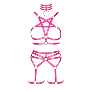 Vrouwen Body Harnas Pentagram BH Set Punk Kousenband Been Taille Dans Elastische Gothic Carnaval Accessoires