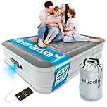 Huddle NEVER DEFLATE™ Luxury King Air Bed, Good Housekeeping 2026 Air Mattress Winner, Dual Pump SlumberGuard™ Tech, Adjustable Firmness, Built-in Pump & USB Nightlight