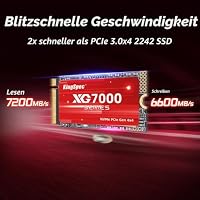 KingSpec XG7000-2242 2TB SSD M.2 2242 NVMe PCIe 4.0, M2 SSD Gen 4x4 – Bis zu 7200 MB/s sequentielle Lesegeschwindigkeit, 3D NAND TLC Kompatibel mit Desktop/Laptops/Legion Go – Ansicht 2