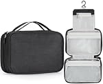 Etercycle Compact Travel Toiletry Bag for Women & Men, Waterproof Hanging Shower Organizer with Hook, Portable Foldable Wash Pouch for Bathroom/Shaving/Camping - Small-Size Space-Saving Design- Black