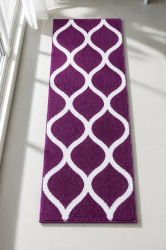Image of Anti Skid Bedside Runner Carpet | Mat for Bedroom, Living Room, Floor and Home Decor (Purple, 2x4)