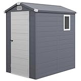 Outsunny 4 x 6ft Plastic Garden Storage Shed with Foundation Kit, Polypropylene Outdoor Storage Tool House with Ventilation Slots and Lockable Door, Grey