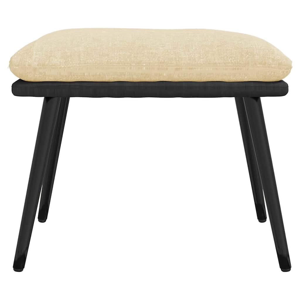 Podnóżek kremowy 45 x 29,5 x 35 cm materiał i sztuczna skóra