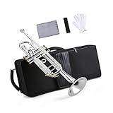 Trompetas Para Principiantes Trompeta Profesional En Si Bemol Fabricada En Latón Con Acabado Plateado Y Boquilla 5C