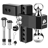 METOWARE Adjustable Trailer Hitch - Aluminum Tow Hitch Fits 2.5-Inch Receiver - Heavy Duty Drop Hitch with 6-Inch Drop/Rise for Truck (18,000 LBS GTW), Double Stainless Steel Locks & Hitch Pin (Black)
