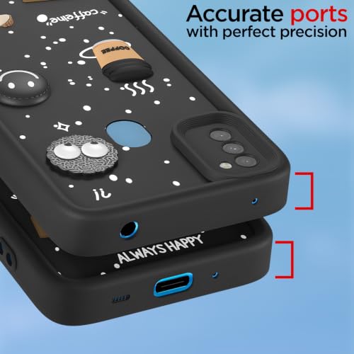 Image of Pikkme Back Cover for Samsung Galaxy M11 | 3D Bear Silicone Cute & Fun Coffee Cartoon | Full Body Protection Bumper Case (Black)
