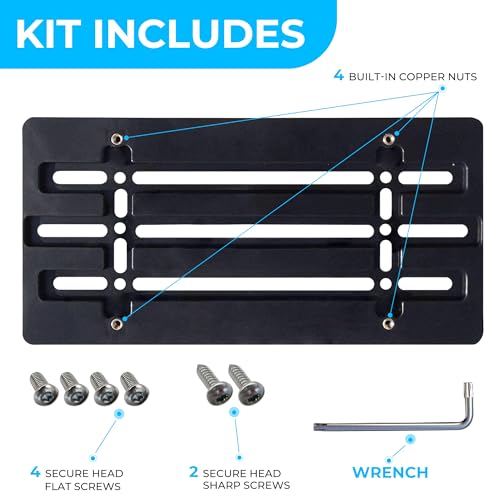 Soporte matrícula delantera universal y juego de 6 tornillos de seguridad TrunkNets para coche 6
