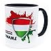 Produktbild Ungarn Magyarország Tasse mit Namen personalisiert Hungary Wappen ungarische Flagge Fahnen Fanartikel Produkte 2025 Becher Geschenk Mann Geburtstag Fussball Magyar Bögre Csésze Produkt Keramik 330 ml