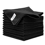 Buff Pro Multi-Surface Microfiber Towel – 12 Pack | Premium Cleaning Cloth | Clean, Dust, Polish, Absorb | Large 16'x16' (Black)
