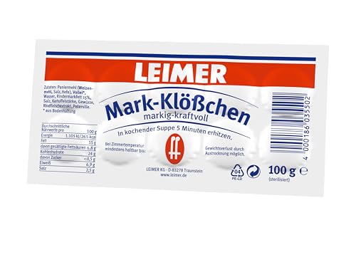 LEIMER Mark-Klößchen 200g – Markig-kraftvolle Klößchen als klassische Suppeneinlage (1 x 200g)