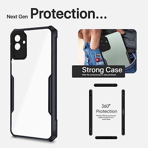 Image of Pikkme Samsung Galaxy M13 5G Back Cover | Crystal Clear Transparent Back | Ultra Hybrid | Full Camera Protection | Raised Edge | Bumper Back Case for Samsung Galaxy M13 5G (Black)