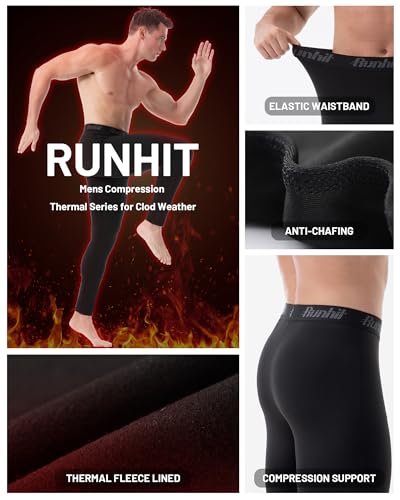 Runhit Men's Thermal Compression Pants Fleece Lined Sports Tights Athletic Leggings Base Layer Bottoms Cold Weather Gear3