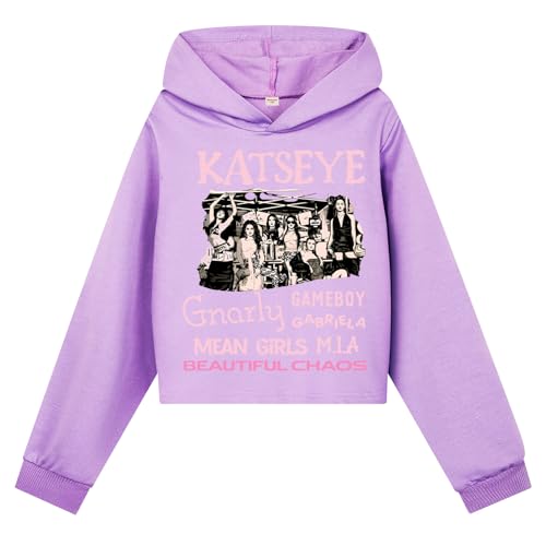 Minhuaha Katseye Fans Hoodie for Girls Fashion Hoodie Kids Tops (Purple 7 Years)