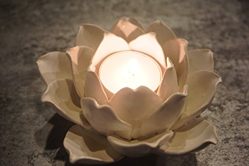Pretty Home Handmade Ceramic Lotus Flower Tealight Holder Candlesticks Holder Petals Style Lamp Candle For Home Tabletop Altar Windowsill Party Wedding Decoration thumb #4