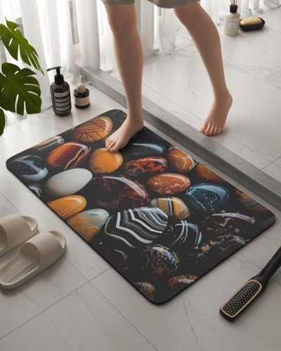Image of SKVM Water Absorbent mat for Bathroom Kitchen Floor Door Entrance Anti Slip Floor Foot Anti Skid Bathroom Shower mat (Design 12)