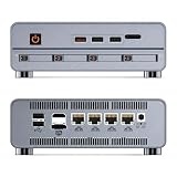 SynthDisk Intel N100 M1 Mini ProNAS Host, 4-Bay NAS Server mit 4x2.5G LAN, 5X NVMe Slots, USB 3.2 Gen2, DDR5 RAM, All-Aluminum Mini PC für Home Cloud & Small Business (16G RAM, 1TB SSD)