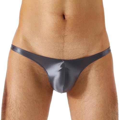 Sywiyi Bañador para hombre sexy tanga bragas de baño corto estrecho mini slip bañador thongs trunks verano traje de baño elástico bajo, gris, M