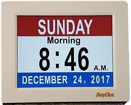 DayClox Memory Loss Digital Calendar 5-Cycle Clock with Red White & Blue or Black & White Section Display