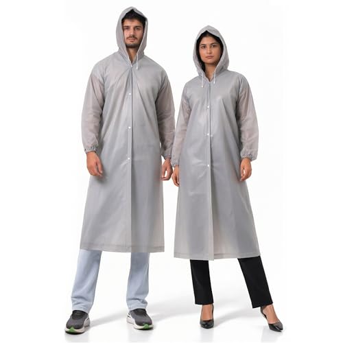 Robustt EVA Reusable Raincoat with Hood (Dark Grey) - Pack of 1 |...