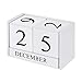 Produktbild ONEVER Kalender Block, Holz Perpetual Schreibtisch Kalender Desktop Holzblock Ewiger Kalender Home Office Dekoration, weiße Farbe