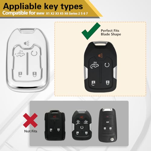 Image of Key Fob Cover for GMC Acadia, Rhinestone Loop Case, Silver-Edge