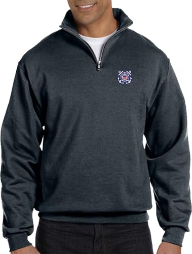 MilitaryBest U.S. Coast Guard Emblem Embroidered Quarter-Zip Pullover