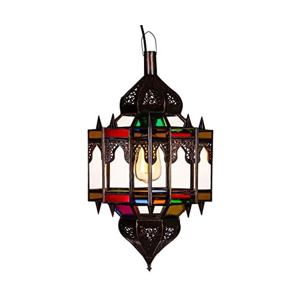 Orientalische Lampe Pendelleuchte Bunt Alia 50cm E27 Lampenfassung | Marokkanische Design Hängeleuchte Leuchte aus…