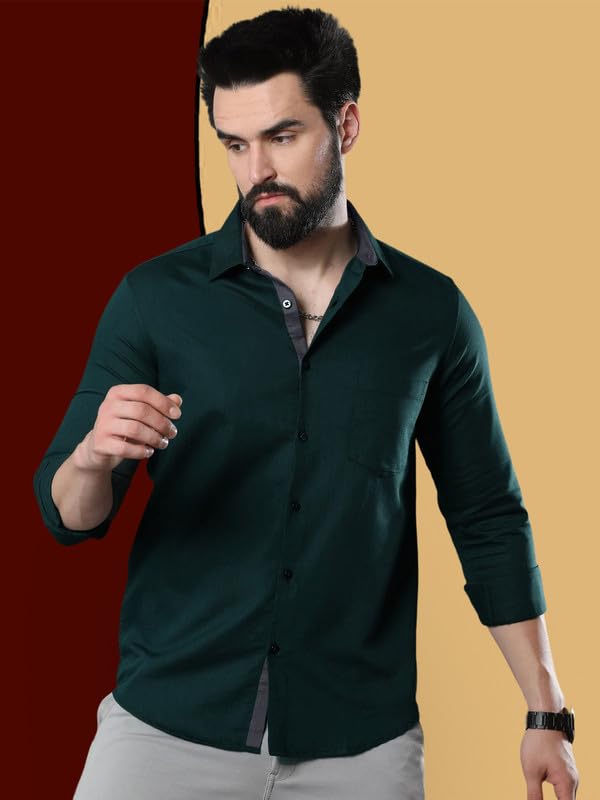 Image of Pinkmint Combo of Men Casual Cotton Blend Full Sleeves Formal Regular Slim Fit Plain Office Shirts