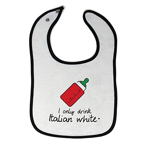 Image of Toddler & Baby Bibs Burp Cloths I Only Drink Italian White1 Funny Humor New Designs Bottle Cotton Items for Girl Boy Ad White Black