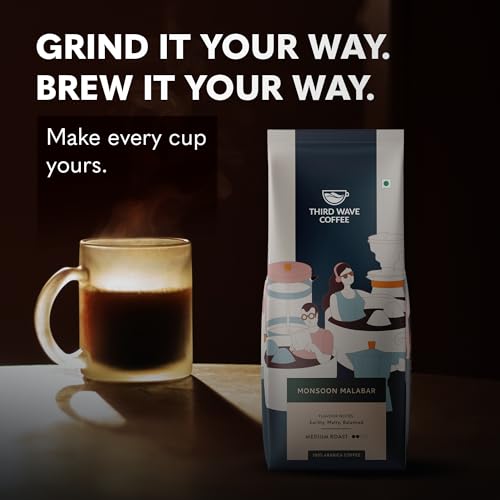 Image of THIRD WAVE COFFEE Monsoon Malabar Arabica Coffee, Medium Roast, 250Gm (Whole Beans)