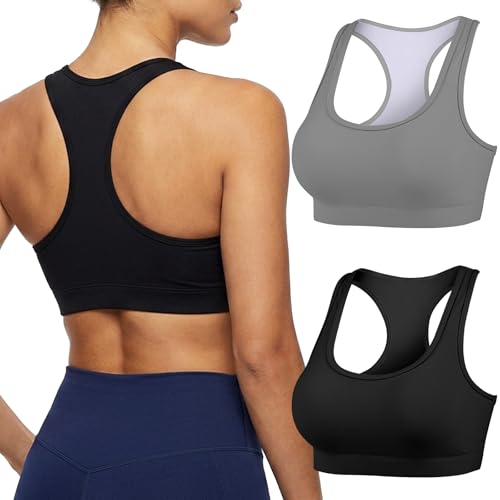 Image of Buauty 2 Packs Sports Bras for Women, Medium Support Sport Bras Push Up Yoga Racerback Bra, Gym Fitness Athletic Bra