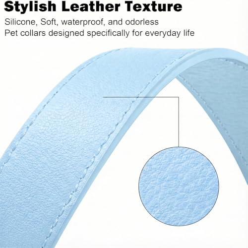 Image of B&F Dog Collar for Large Dogs Silicone Leather Dog Collars Soft Flexible Waterproof Odor-Proof Durable Thick Classic Adjustable Pet Puppy Collar (Blue, Large (16-24.5 inch Neck))