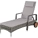 TecTake 800790 Rattan Sonnenliege mit Rädern, Alu Gartenliege, höhenverstellbare Lehne, Relaxliege für Garten, Balkon & Terrasse, Outdoor Liege inkl. Auflage - Diverse Farben - (Grau | Nr. 403504)