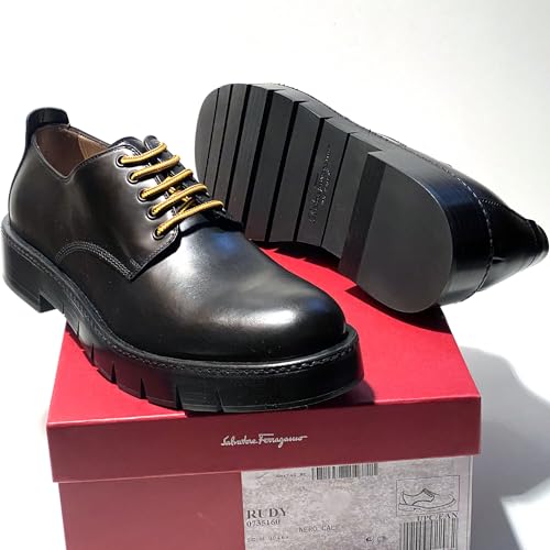 Rudy Plain Toe Chunky Derby Black Leather Welted Lace-Up Formal Shoes (Salvatore2