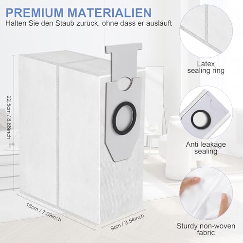 LOOHAOC 8 Stück Staubsaugerbeutel für Eureka J12 Ultra/Midea V12 Saugroboter, Staubbeutel Ersatz Beutel Zubehörset