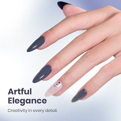 Image of Beetles Dark Grey Gel Polish - 15ML Crown Navy Blue Dark Gray Borealis Gel Polish Soak Off Nail Art Manicure Salon DIY Uv Lamp Fall Nail Design Decoration at Home