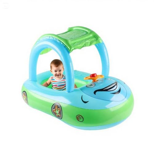 Bouée pour bébé en forme de voiture avec parasol anti-UV pour piscine