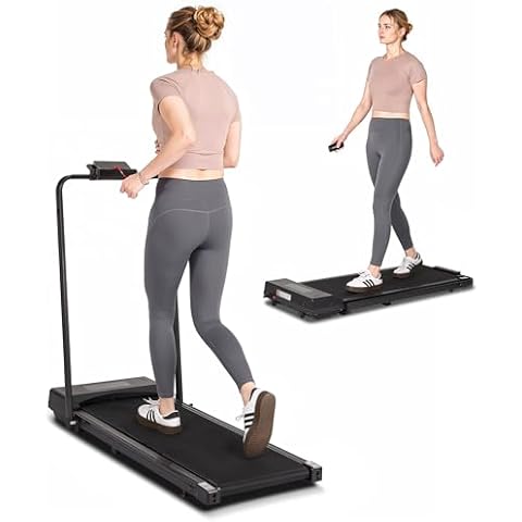Walking Pad Treadmill with Handbar 2 in 1 Under Desk Treadmill with LED Display Remote Control Device Holder 0.5-6 MPH Foldable Treadmillfor Home with 265 LBS Weight Capacity 2.5 HP Motor Cover