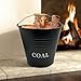 HomeZone 12L Black Fireside KINDLING BUCKET Log Burner Accessories - Vintage Style Black Coal Bucket - Wood Burner Coal Storage - Log Store Metal Bucket - Wood Log Holders for Fireplace