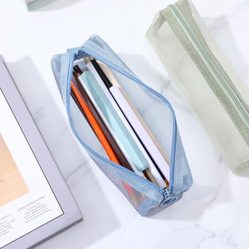 5 Pcs Multicolor Mesh Makeup Brush Bag, Transparent Nylon Mesh Zipper Bags, Portable Cosmetic Bags for Stationery Cosmetics Keys Office Supplies Travel Accessories4