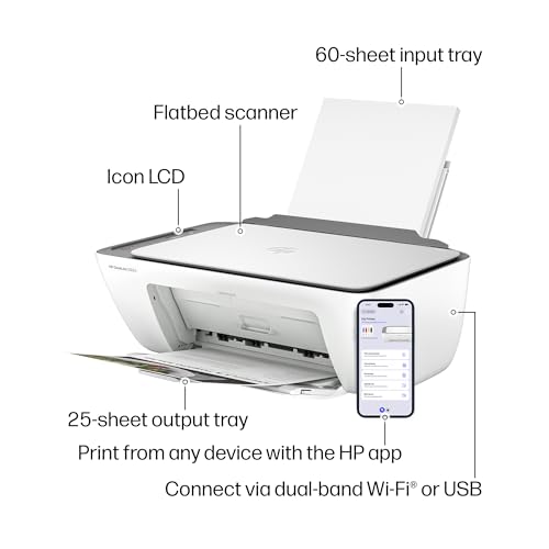 Image of HP DeskJet 2923 Wireless All-in-One Color Inkjet Printer, Scanner, Copier, 6 Month Trial of Instant Ink Included, AI-Capable (B18JWA)