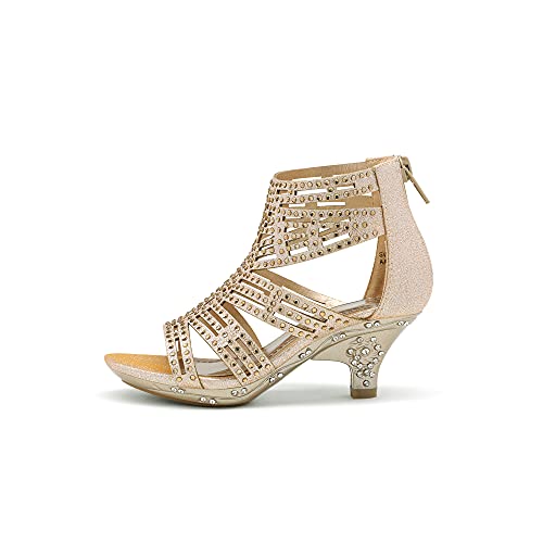 Dream Pairs Little Kid Sweety-1 Gold Low Heel Dress Pump Sandals - 1 M Us Little Kid #TOP1