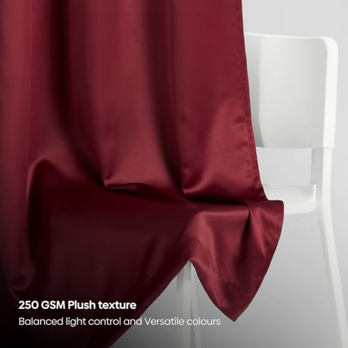 Image of Rivermoor Blackout Curtains Set of 1 | Blackout Curtains 7 feet Long for Living Room & Bedroom | Maroon | 80% Room Darkening | 250 GSM | Acrylic Eyelet | 114 x 213 cm