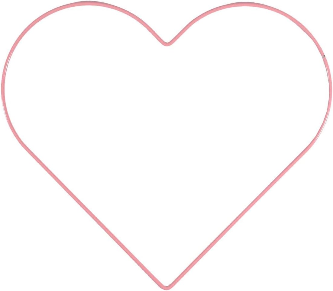Vaessen Creative Heart-Shaped Metal Ring for Crafts, Baby Pink, Ø 25 cm or 9.8 in, 3 mm Thick, Dream Catcher Hoop, Wreath Ring for Romantic Macrame Wall Hanging, Crochet, Boho Wedding Decorations