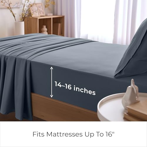 Image of Mellanni Twin Sheets Set - 3 PC Iconic Collection Bedding | Hotel Luxury, Extra Soft, Cooling Bed Sheets - Wrinkle, Fade, Stain Resistant (Twin, Mineral Gray)