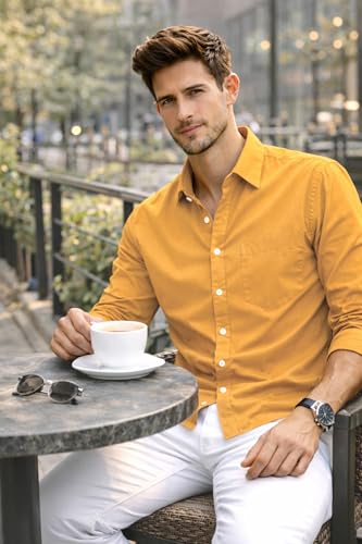 Image of Ben Martin Shirt for Men | Regular Casual Shirts for Mens' | Men's Casual Shirt's Slim Fit | Full Sleeve Cotton Shirts for Men's | Solid Shirt's for Mens Stylish | Formal & Casual Office Wear Shirts